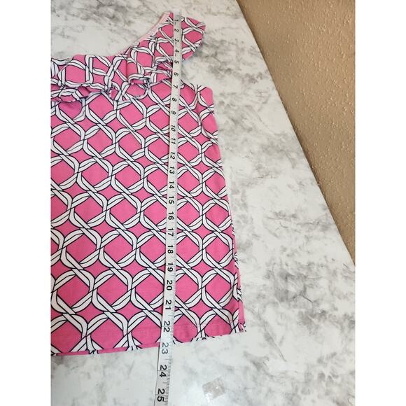 Crown & Ivy Women's Pink White Rope Print Ruffle Sleeveless Tank Top Size Medium - Picture 6 of 6